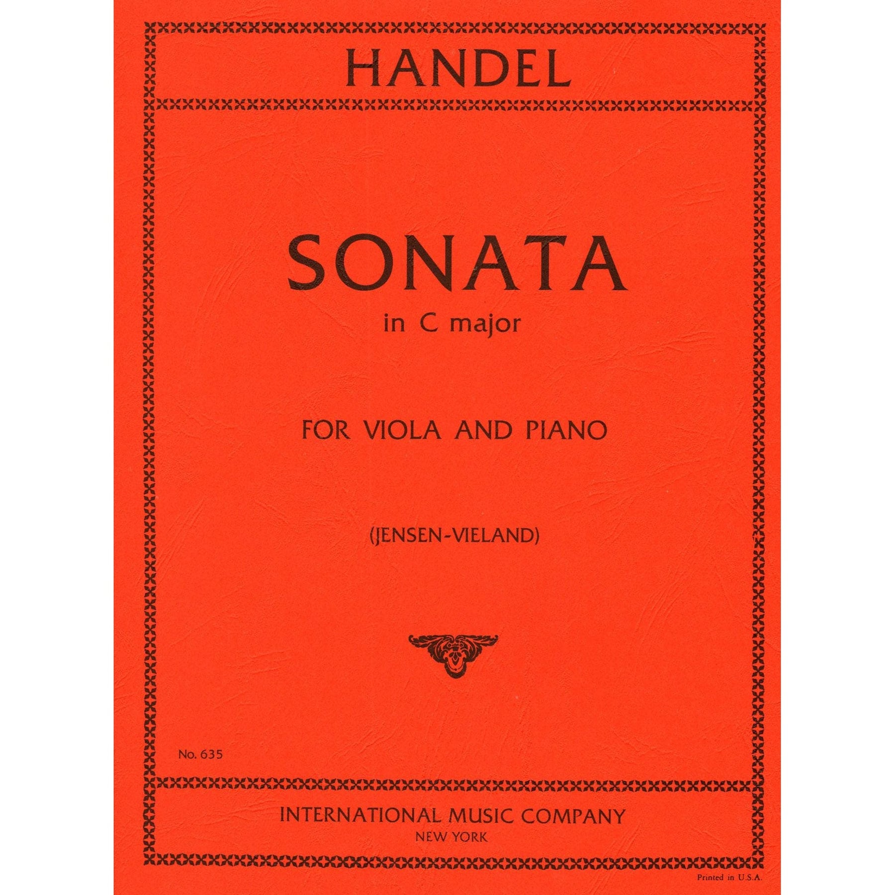 Handel, George Frideric - Sonata In C Major - Viola and Piano - edited by Joseph Vieland and G Jensen - International Edition