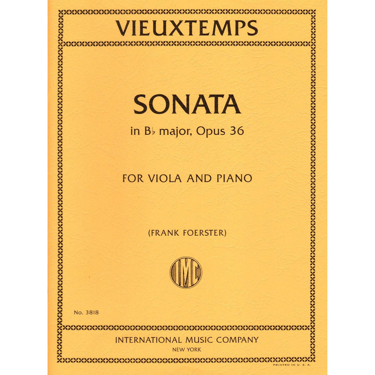 Vieuxtemps, Henri - Sonata in B-flat major, Op. 36 - for Viola and Piano - edited by Frank Foerster - International