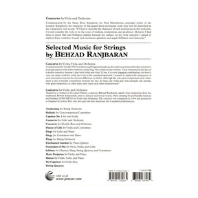 Ranjbaran, Behzad - Concerto for Viola and Orchestra - for Viola and Piano - Theodore Presser