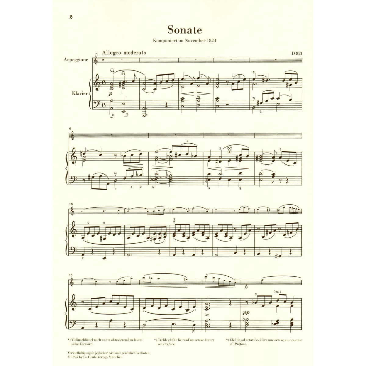 Schubert, Franz - Sonata in a minor ( Arpeggione ) D 821 For Viola and Piano URTEXT Published by G Henle Verlag