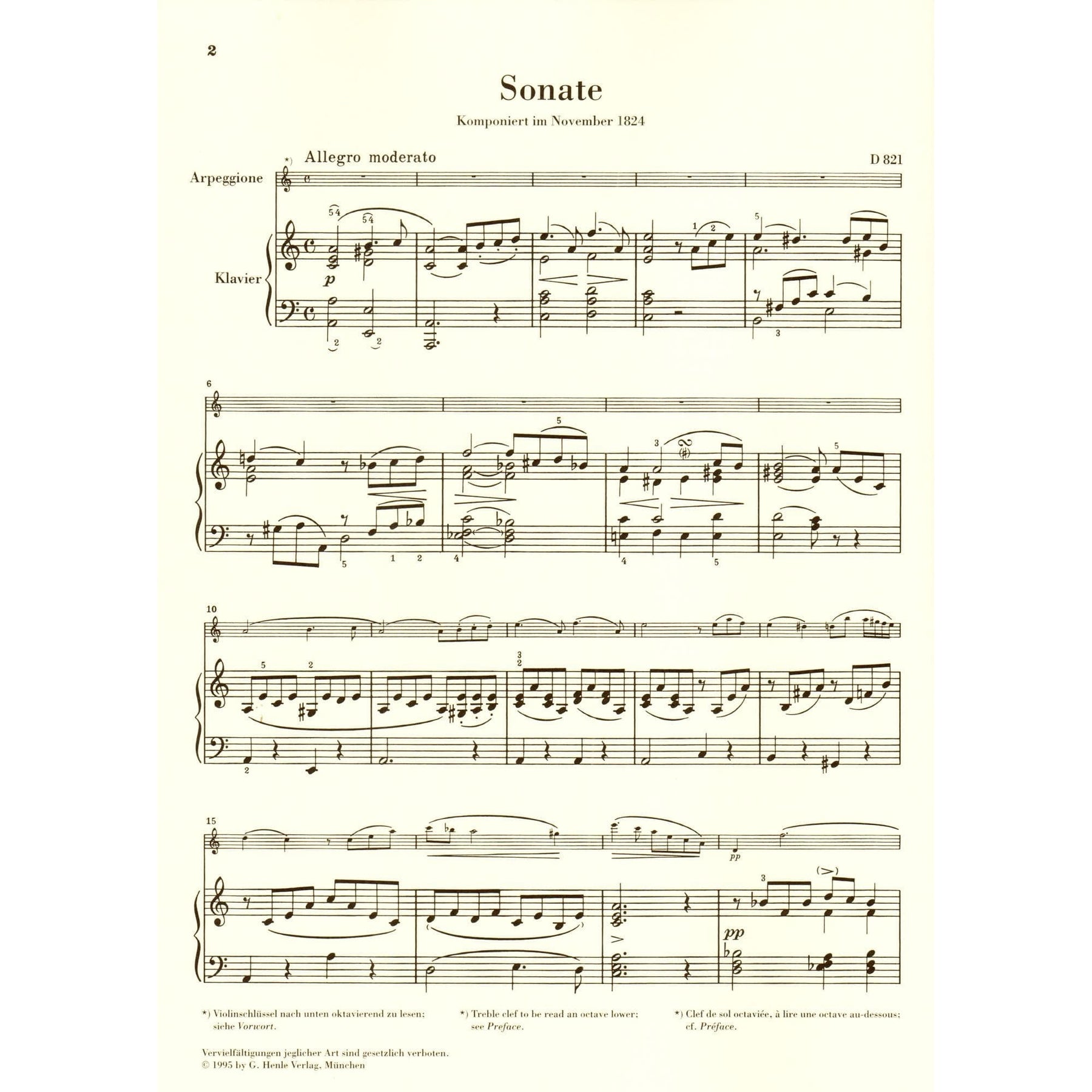 Schubert, Franz - Sonata in a minor ( Arpeggione ) D 821 For Viola and Piano URTEXT Published by G Henle Verlag