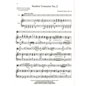 Seitz, Fritz (Friedrich) - Student's Concerto No 2 Op 13 For Viola in 1st Position and Piano Edited by Lifschey Published by Associated Music Publishers, Inc