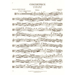 Sitt, Hans - Concertpiece In G Minor, Op 46 For Viola and Piano Published by International Music Company