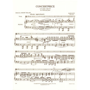 Sitt, Hans - Concertpiece In G Minor, Op 46 For Viola and Piano Published by International Music Company