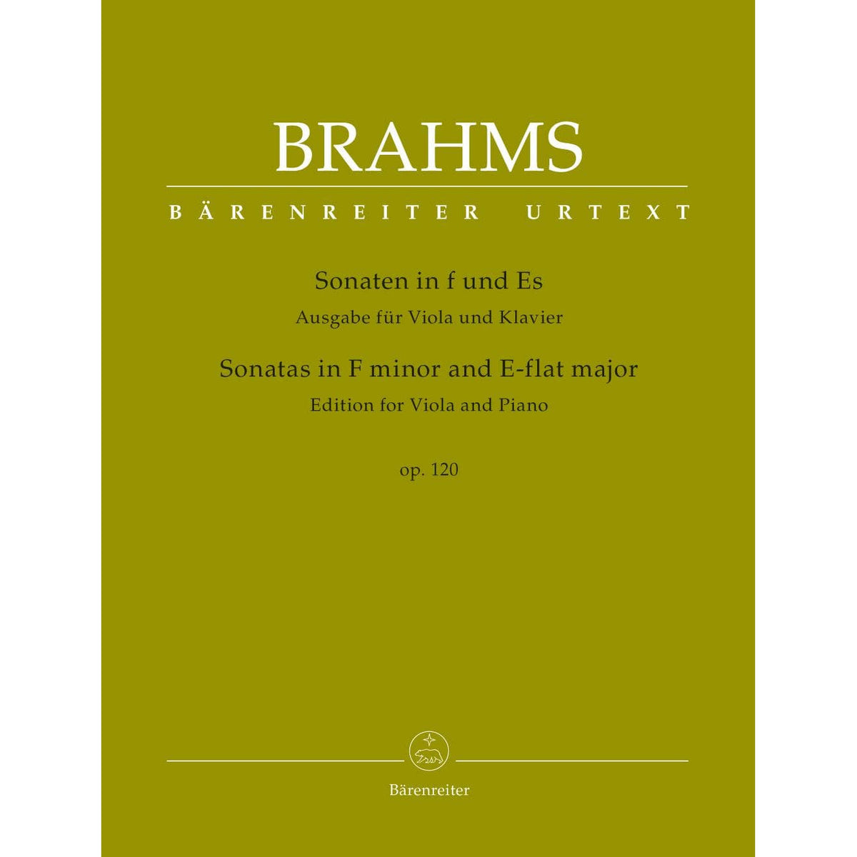 Brahms, Johannes - Sonatas in F Minor and E-flat Major, Op 120 - for Viola and Piano - edited by Clive Brown and Neal Peres Da Costa - Barenreiter URTEXT
