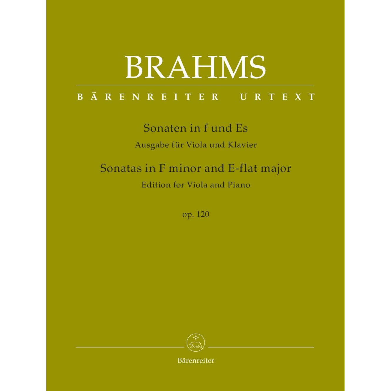 Brahms, Johannes - Sonatas in F Minor and E-flat Major, Op 120 - for Viola and Piano - edited by Clive Brown and Neal Peres Da Costa - Barenreiter URTEXT