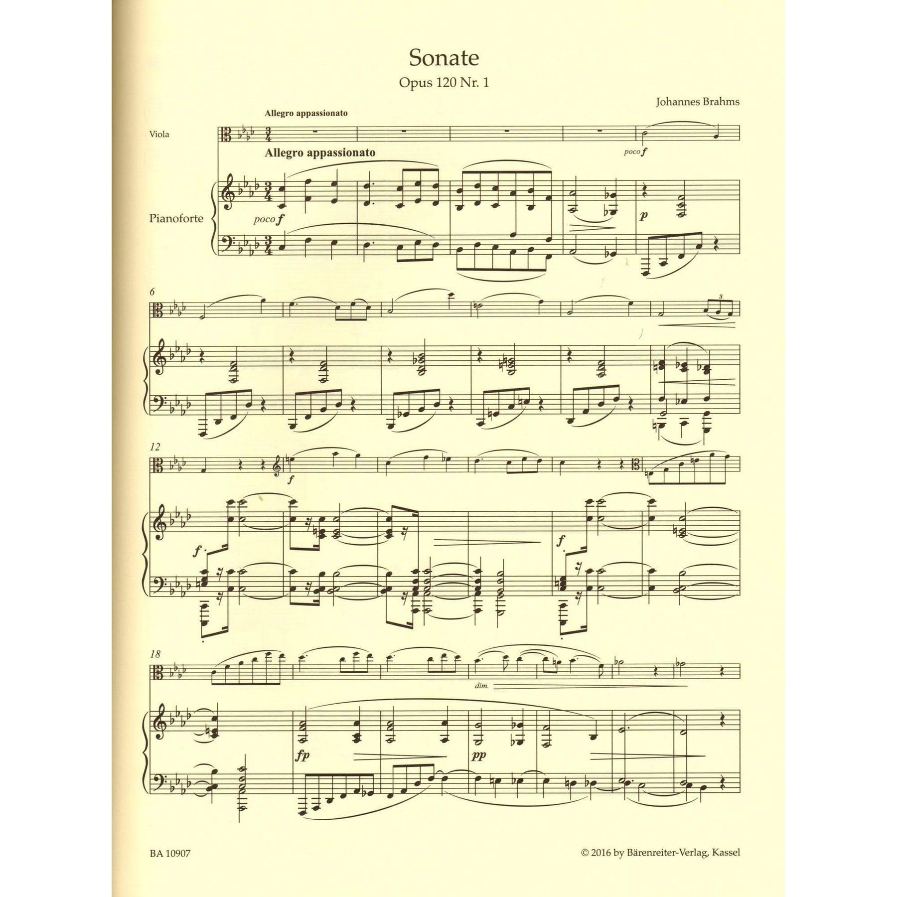 Brahms, Johannes - Sonatas in F Minor and E-flat Major, Op 120 - for Viola and Piano - edited by Clive Brown and Neal Peres Da Costa - Barenreiter URTEXT