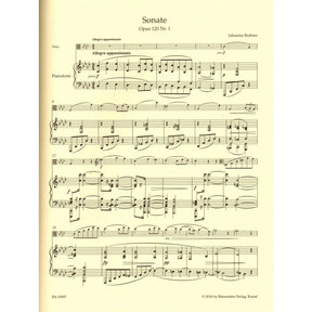 Brahms, Johannes - Sonatas in F Minor and E-flat Major, Op 120 - for Viola and Piano - edited by Clive Brown and Neal Peres Da Costa - Barenreiter URTEXT