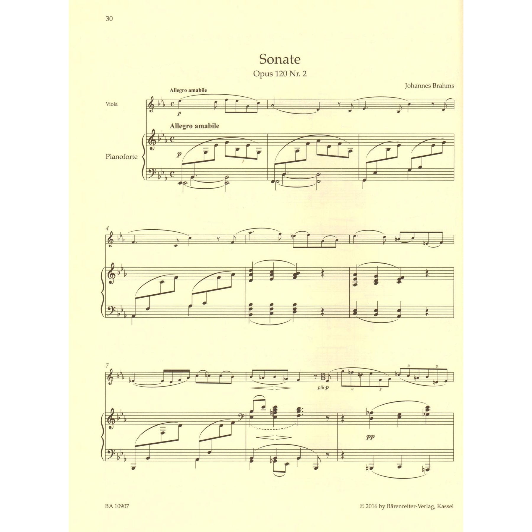 Brahms, Johannes - Sonatas in F Minor and E-flat Major, Op 120 - for Viola and Piano - edited by Clive Brown and Neal Peres Da Costa - Barenreiter URTEXT