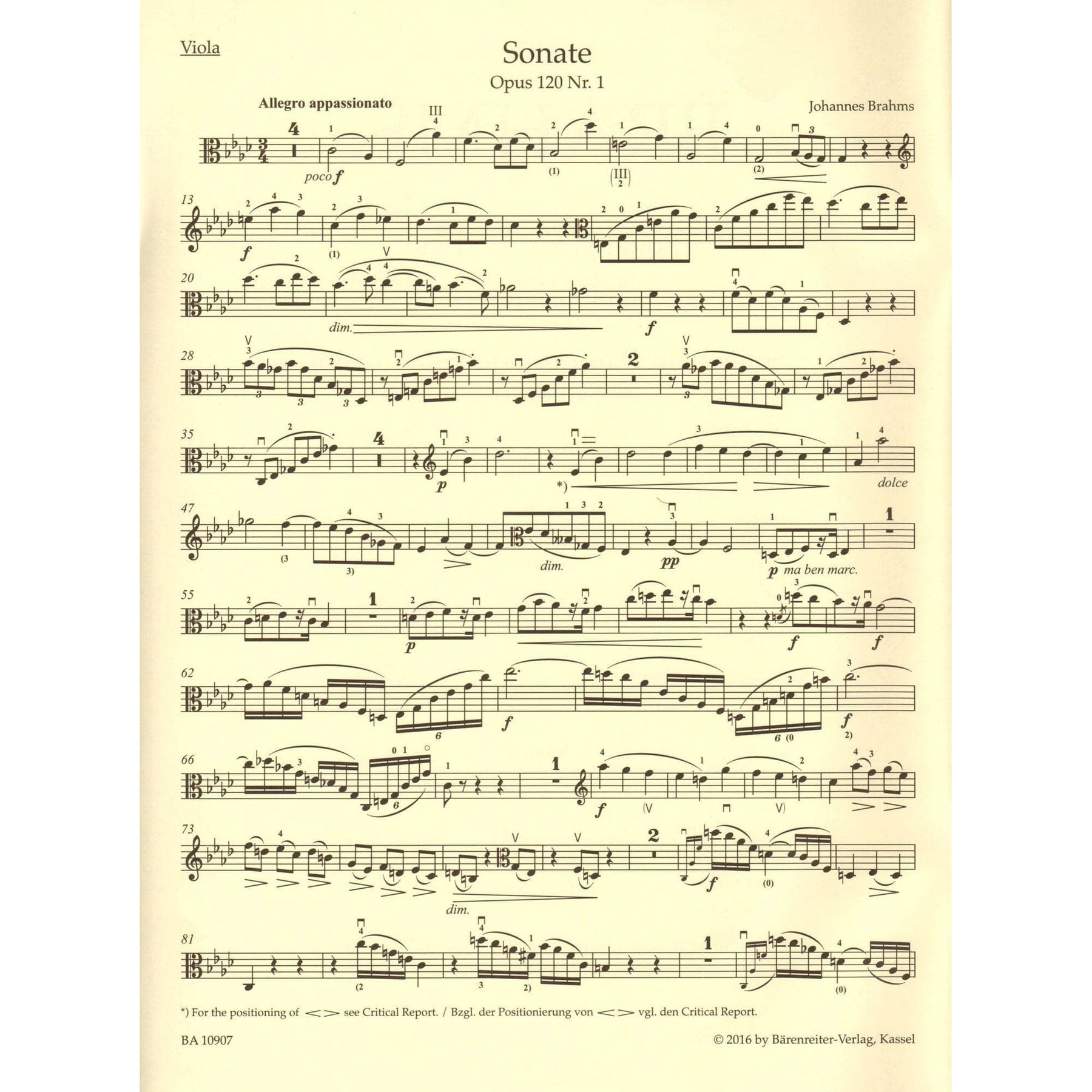 Brahms, Johannes - Sonatas in F Minor and E-flat Major, Op 120 - for Viola and Piano - edited by Clive Brown and Neal Peres Da Costa - Barenreiter URTEXT
