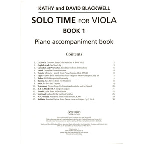Solo Time for Viola - by Kathy and David Blackwell - Book 1 - for Viola and Piano - Oxford University Press