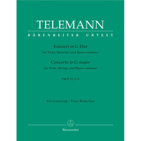 Telemann, Georg Philipp - Concerto in G Major, TWV 51:G9 - Viola and Piano - edited by Wolfgang Hirschmann - Bärenreiter Verlag URTEXT
