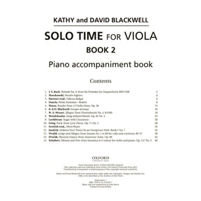 Solo Time for Viola - by Kathy and David Blackwell - Book 2 - for Viola and Piano - Oxford University Press