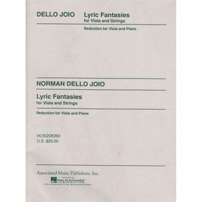 Dello Joio, Norman - Lyric Fantasies For Viola and Strings - Viola and Piano - Associated Music Edition (Hal Leonard)