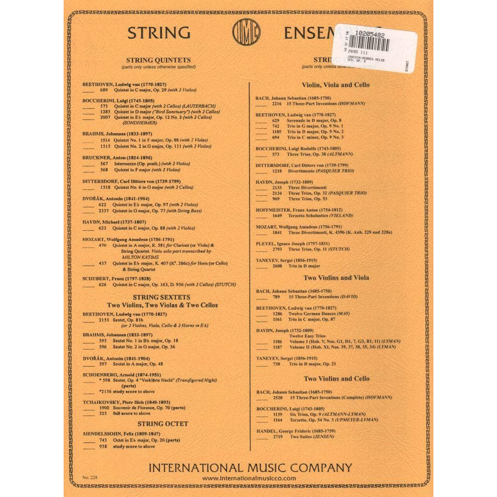 Joachim, Joseph - Hebrew Melodies (On Poems of Byron), Op 9 - Viola and Piano - edited by Leonard Davis - International Music Co