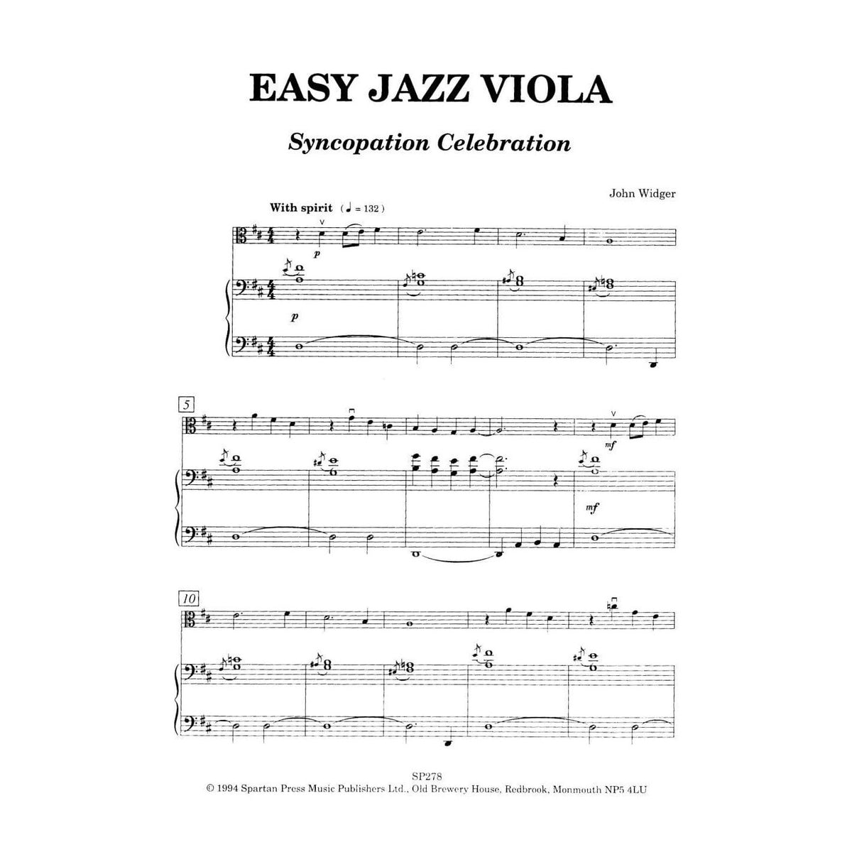 Widger - Easy Jazz Viola Published by Spartan Press