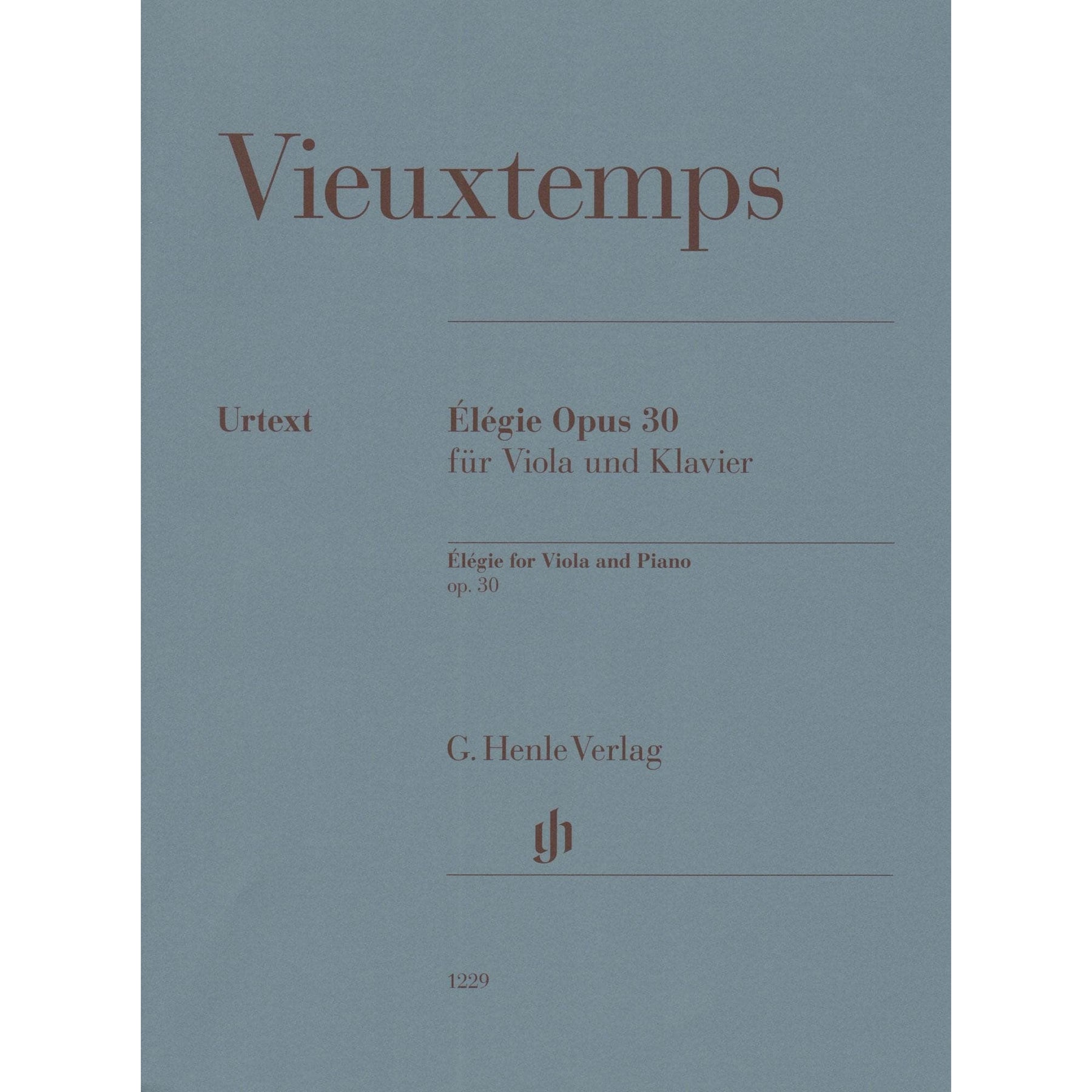 Vieuxtemps, Henri - Elegie, Opus 30 - for Viola and Piano - edited by Jost and Zimmermann - G Henle URTEXT