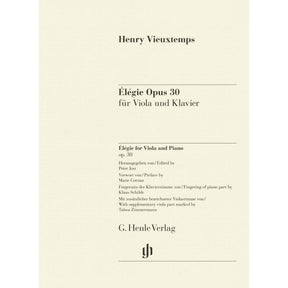 Vieuxtemps, Henri - Elegie, Opus 30 - for Viola and Piano - edited by Jost and Zimmermann - G Henle URTEXT