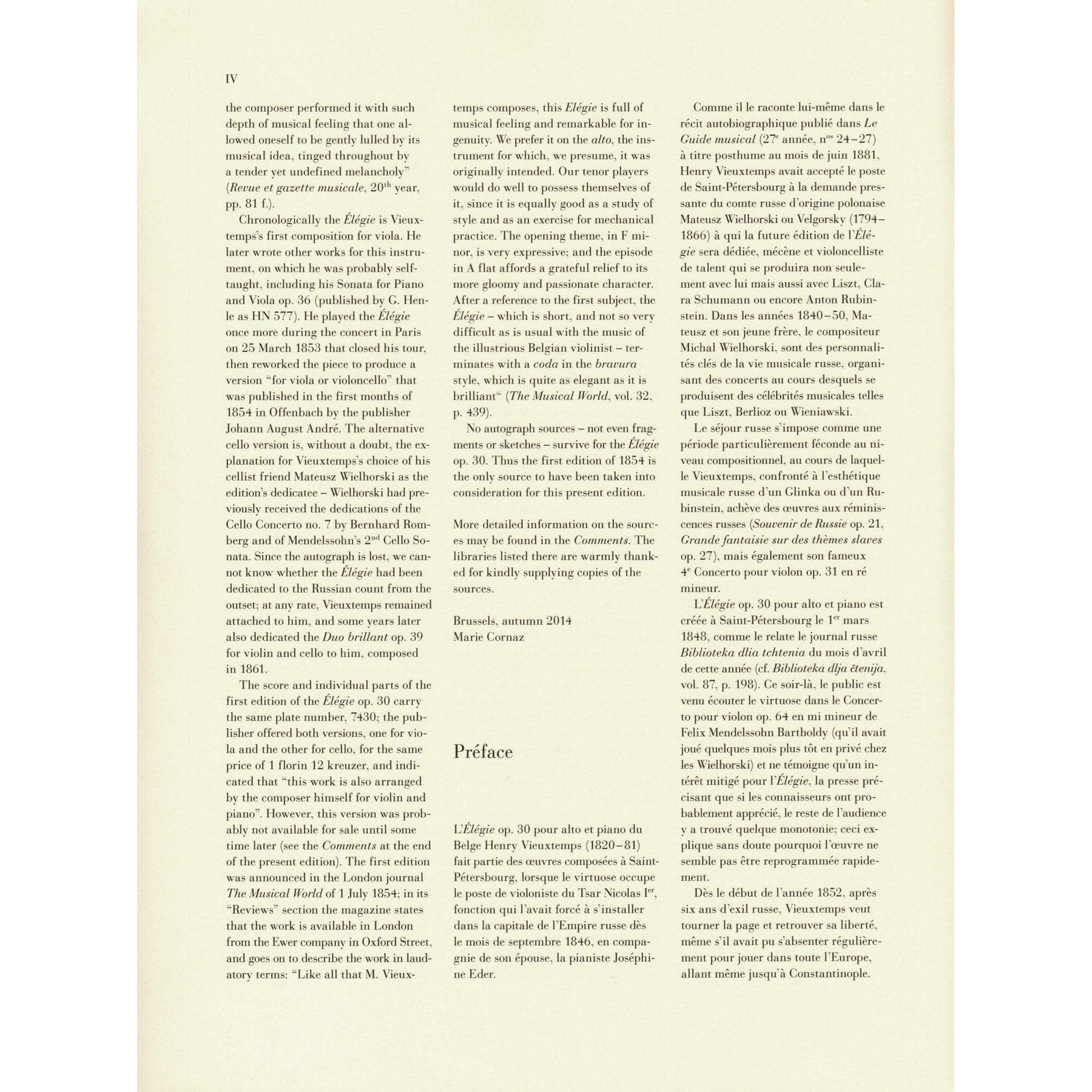 Vieuxtemps, Henri - Elegie, Opus 30 - for Viola and Piano - edited by Jost and Zimmermann - G Henle URTEXT