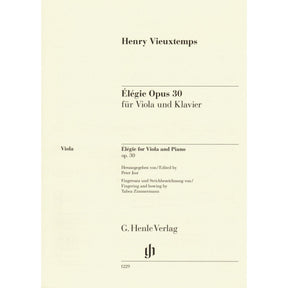 Vieuxtemps, Henri - Elegie, Opus 30 - for Viola and Piano - edited by Jost and Zimmermann - G Henle URTEXT