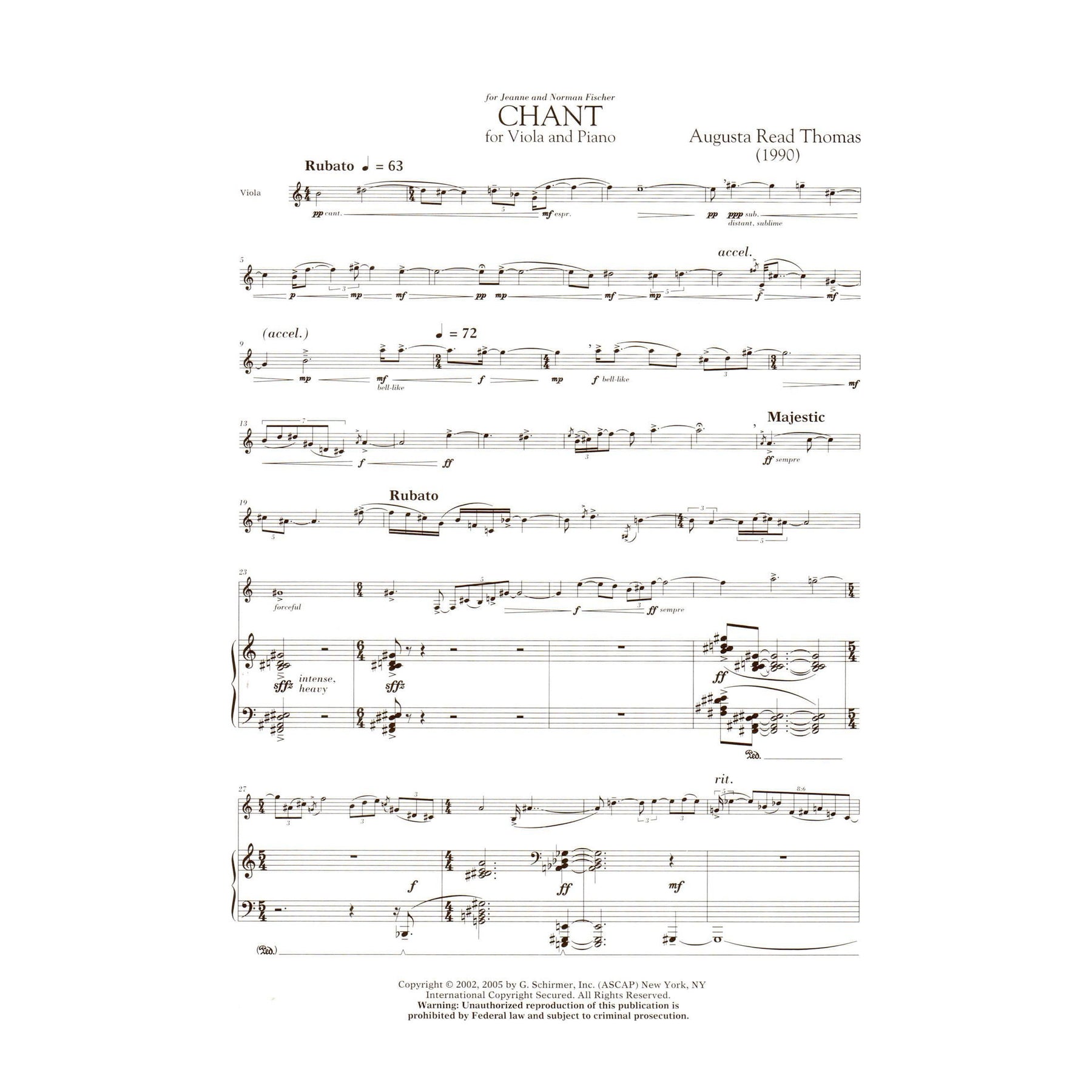 Thomas-Chant for Viola & Piano/Schirmer