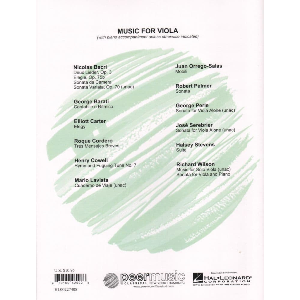 Carter, Elliot - Elegy (1943) for Viola and Piano - Peer Music Publication