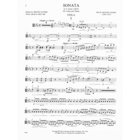 Mendelssohn, Felix - Sonata in c minor (1824) - Viola and Piano - edited by Milton Katims and Béla Siki - International Music Co