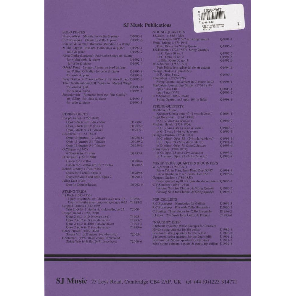 Shostakovich, Dmitri - Romance from the Suite "The Gadfly" - Viola and Piano - arranged by Sue Otty - SJ Music Edition