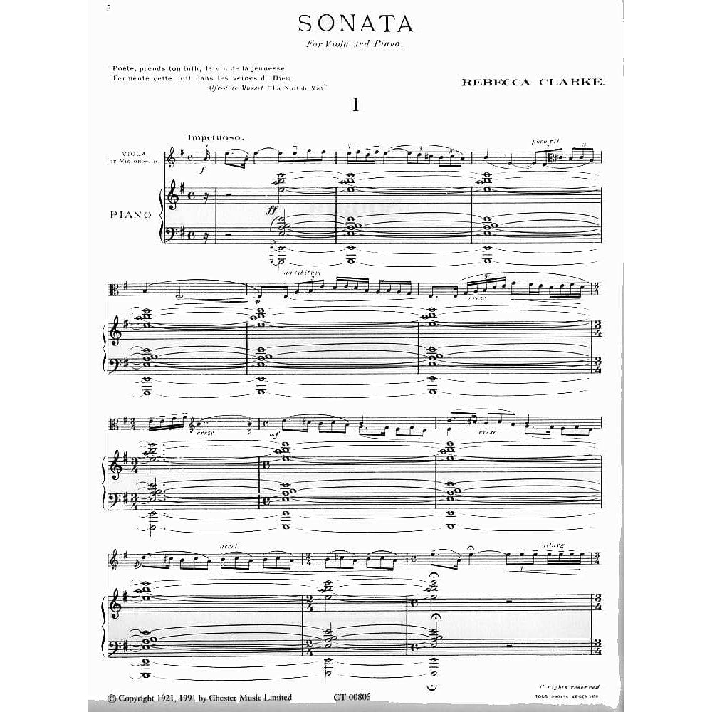 Clarke, Rebecca - Sonata For Viola and Piano (1919) - Chester Music Publication