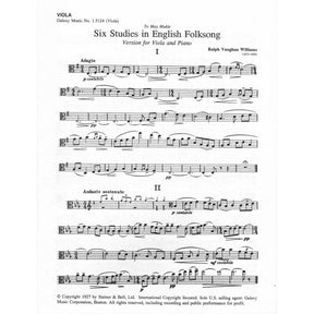 Vaughan Williams, Ralph - Six Studies in English Folksong - Viola and Piano - Galaxy Music Corporation