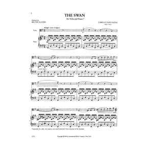 Saint-Saens, Camille - The Swan(from Carnival of the Animals) For Viola and Piano Edited by Milton Katims Published by International Music Company