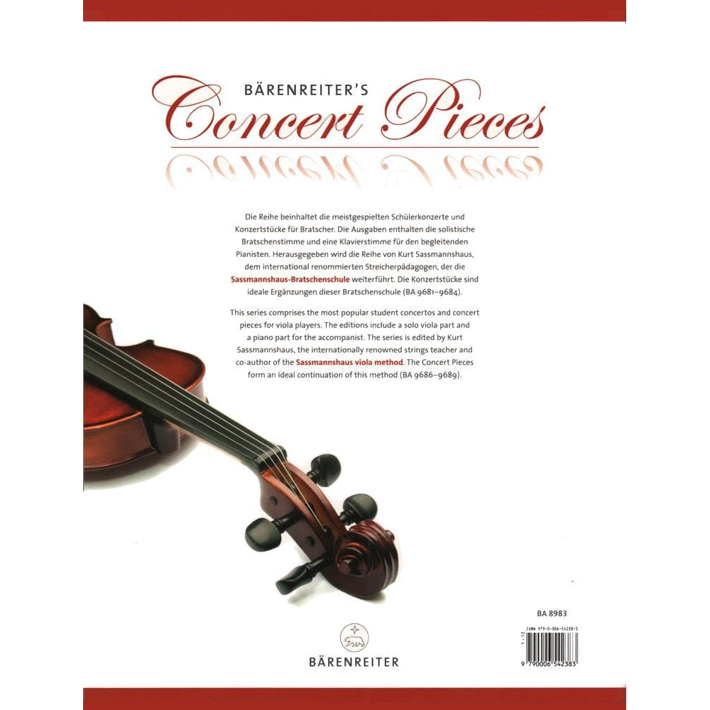 Rieding, Oskar - Concerto in B Minor, Op 35 - for Viola and Piano - edited by Kurt Sassmannshaus - Bärenreiter