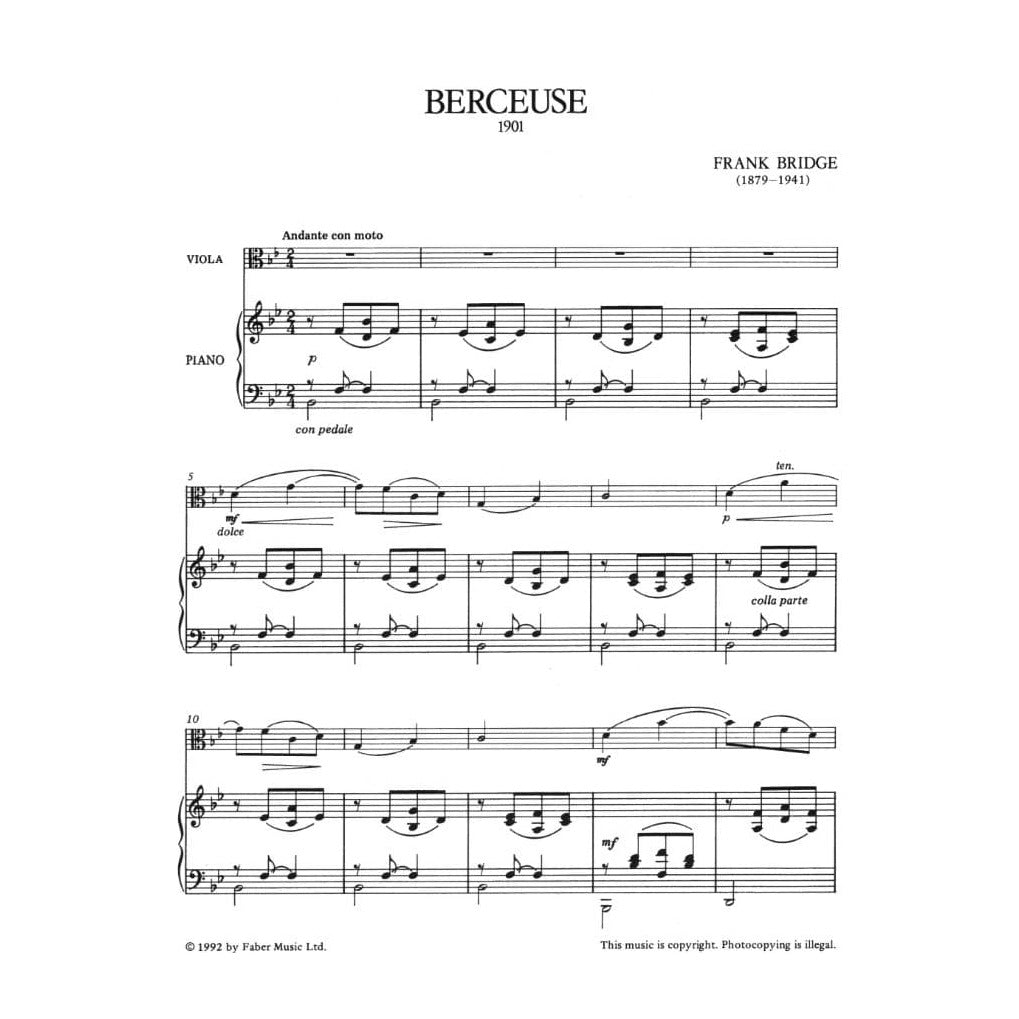 Bridge, Frank - 4 Pieces H 8 - 47 - 26 -96 for Viola and Piano - Faber Music Publication