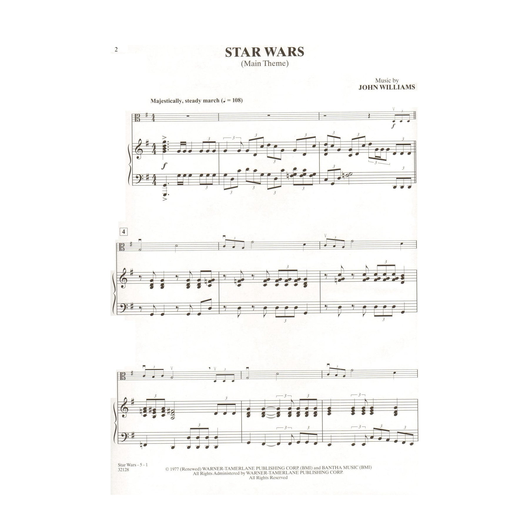 Williams, John - Star Wars, for Viola and Piano Book - Published by Alfred Music
