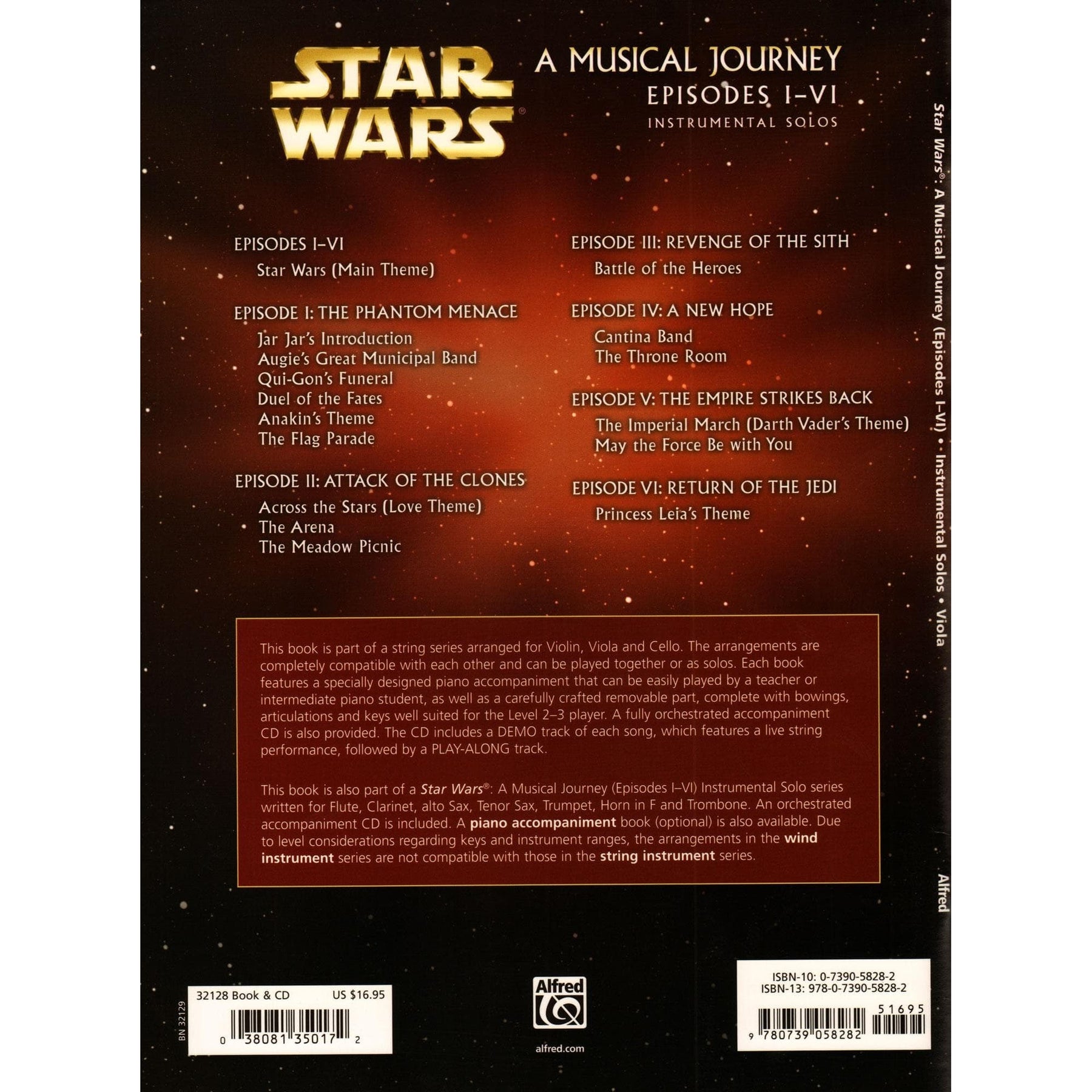 Williams, John - Star Wars, for Viola and Piano Book - Published by Alfred Music