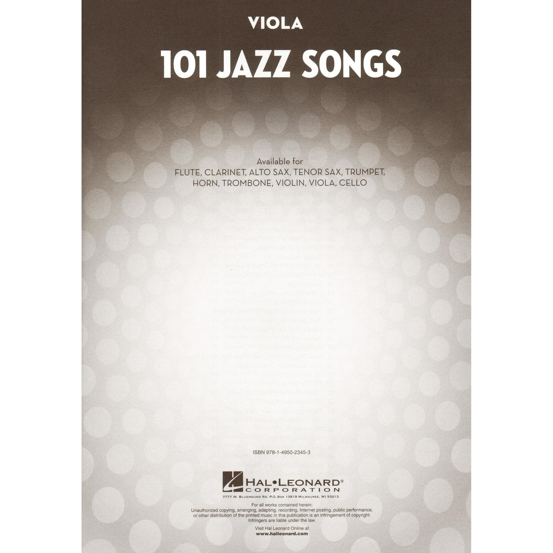101 Jazz Songs for Viola