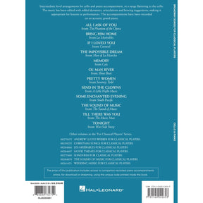Broadway Songs for Classical Players: 12 Famous Melodies From The Stage - Cello and Piano - with Online Audio Accompaniment - Hal Leonard
