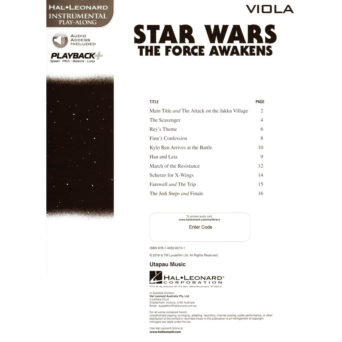 Star Wars: The Force Awakens - for Viola - with Audio Accompaniment - Hal Leonard