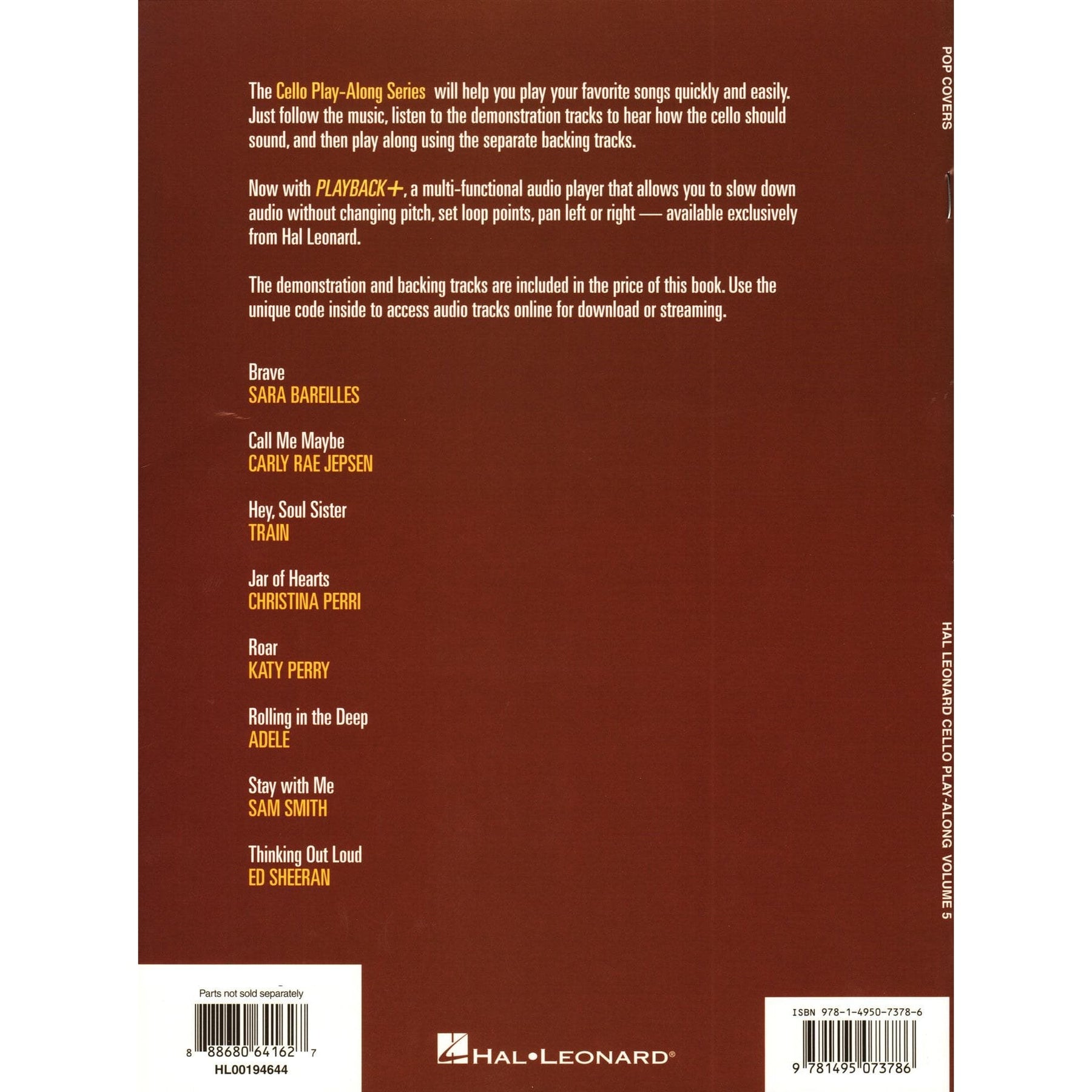 Pop Covers - for Cello with Audio Accompaniment - Cello Play-Along Vol. 5 - Hal Leonard