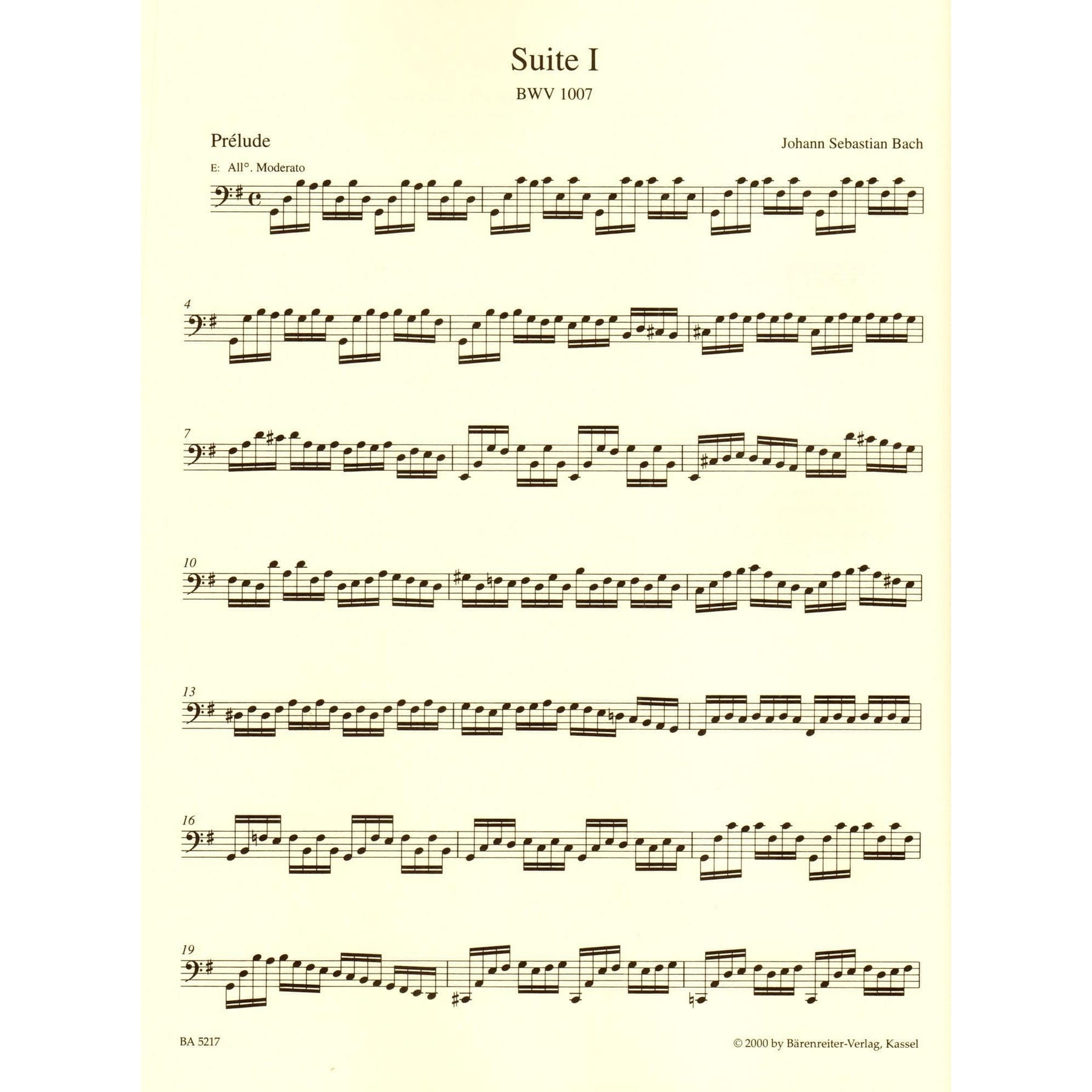Bach, JS - 6 Suites BWV 1007 1012 for Cello - Arranged by Schwemer/Woodfull-Harris - Barenreiter Verlag URTEXT Edition