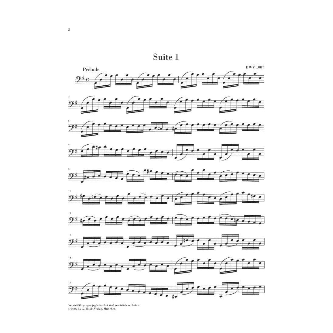 Bach, JS - 6 Suites BWV 1007 1012 for Cello - Henle URTEXT Edition