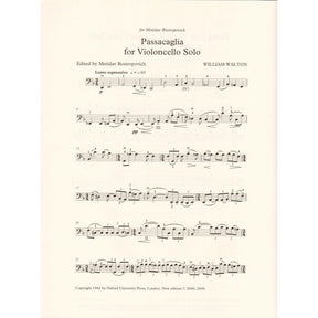 Walton, William - Two Pieces for Solo Cello (Tema per Variazioni & Passacaglia) - edited by Hugh MacDonald - Oxford University Press