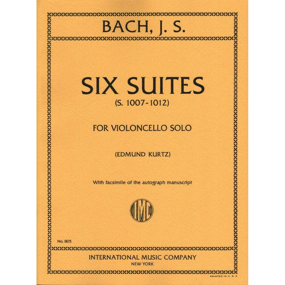Bach, JS - 6 Suites BWV 1007 1012 for Cello - Arranged by Kurtz - International Edition