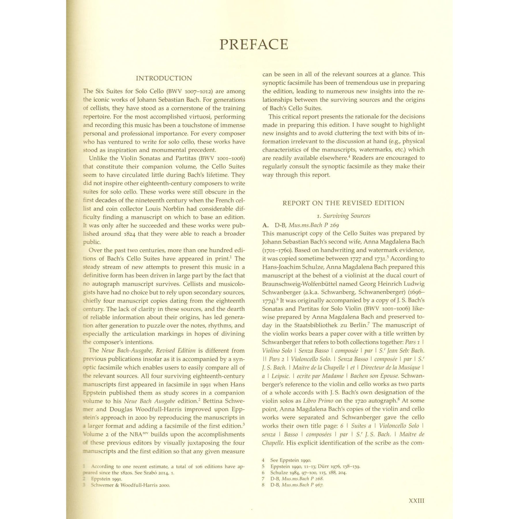 Bach, JS - 6 Suites, BWV 1007 1012 - Cello solo - edited by Andrew Talle - Bärenreiter Verlag URTEXT