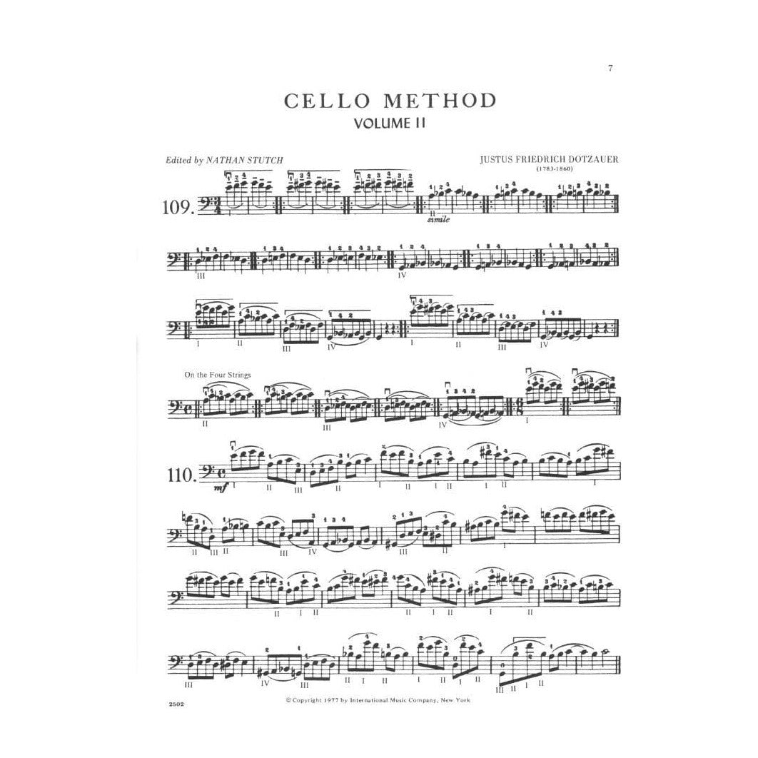 Dotzauer, J Friedrich - Method for Cello, Volume 2 - Cello solo - edited by Nathan Stutch - International Edition