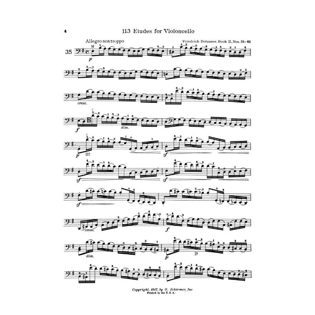 Dotzauer, J Friedrich - Exercises for Violoncello, Book 2 (Nos 35-62) - Cello solo - edited by Johannes Klingenberg - Schirmer Edition
