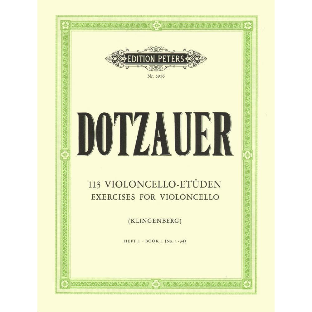Dotzauer, J Friedrich - 113 Studies for Solo Cello, Volume 1 (Nos 1-34) - edited by Johannes Klingenberg - CF Peters Edition