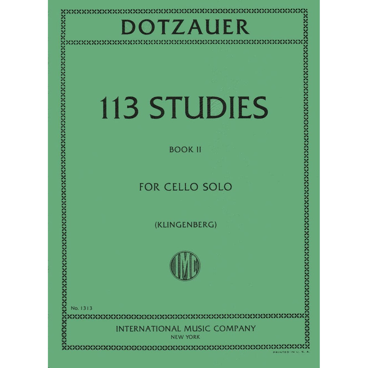 Dotzauer, J Friedrich - 113 Studies for Solo Cello, Volume 2 (Nos 35-62) - edited by Johannes Klingenberg - International Edition