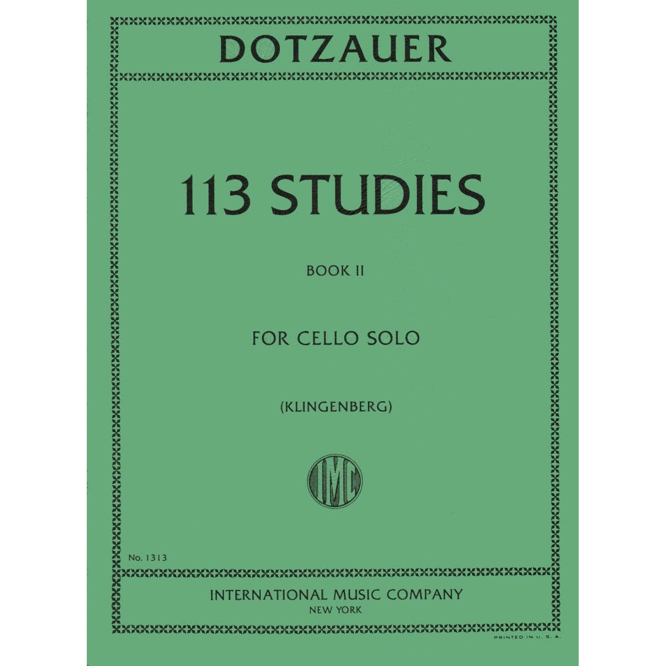 Dotzauer, J Friedrich - 113 Studies for Solo Cello, Volume 2 (Nos 35-62) - edited by Johannes Klingenberg - International Edition