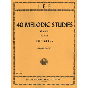 Lee, Sebastian - 40 Melodic Studies, Op 31, Volume 2 (Nos 23-40) - Cello solo - edited by Leonard Rose - International Music Co